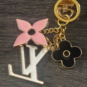 Pink and Black and gold keychain